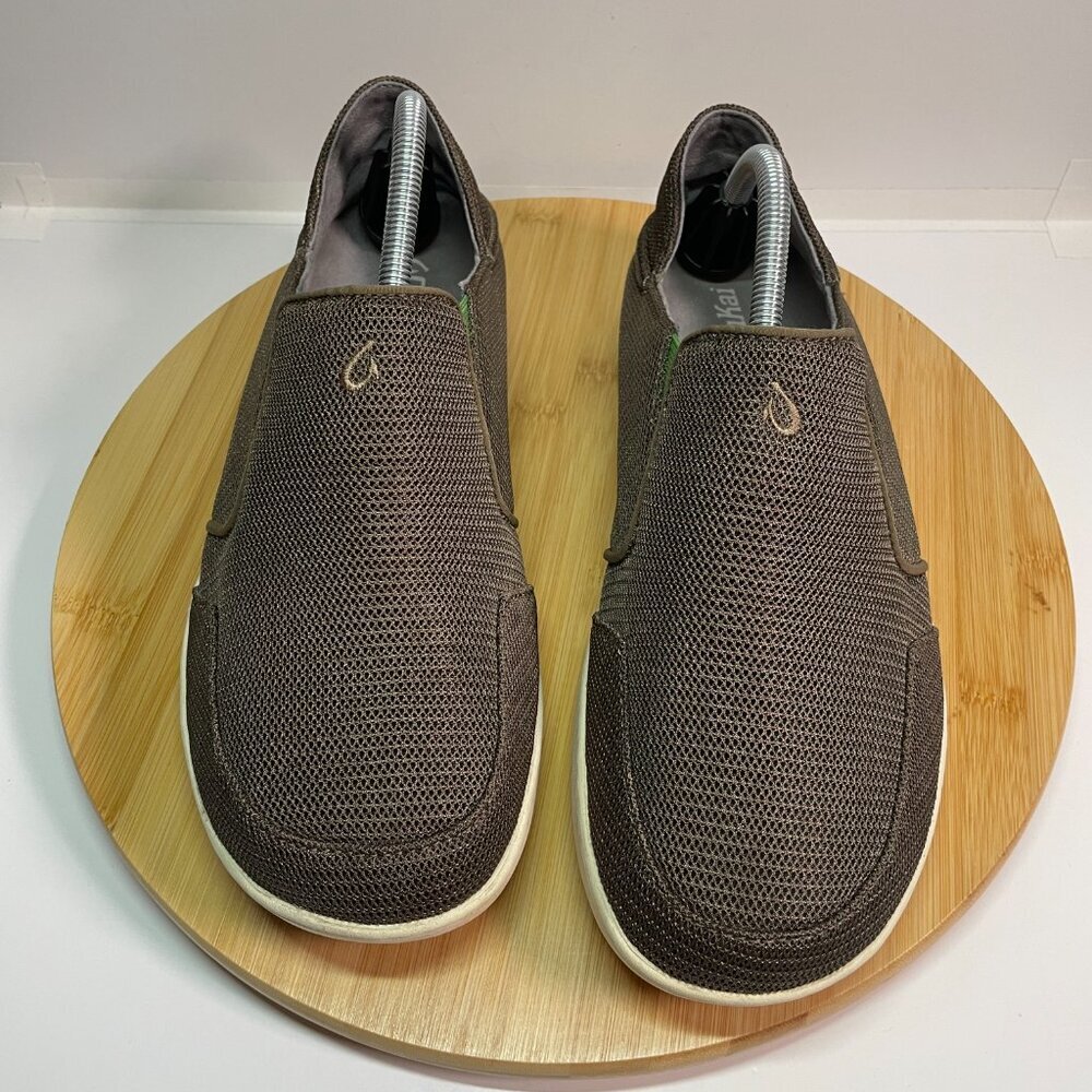 OluKai Men 9.5 Brown Nohea Mesh Slip On Sneaker Drop In Heel Casual Beach - Picture 5 of 9